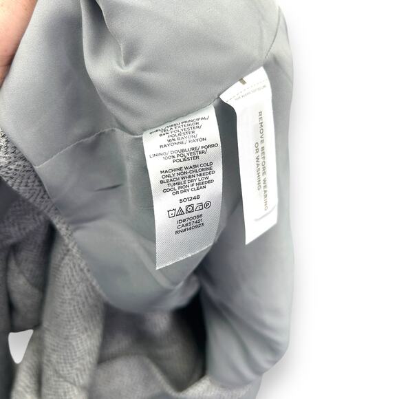 Ann Taylor Loft Blazer Size 16 Light Gray Chevron Knit Casual Career Suit Jacket - Picture 10 of 10